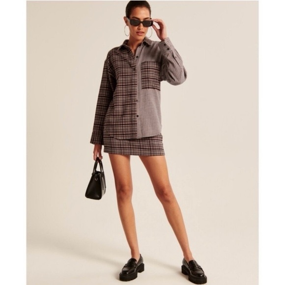 Abercrombie & Fitch Soft AF Collection Oversized Patchwork Plaid Flannel medium - Picture 2 of 7